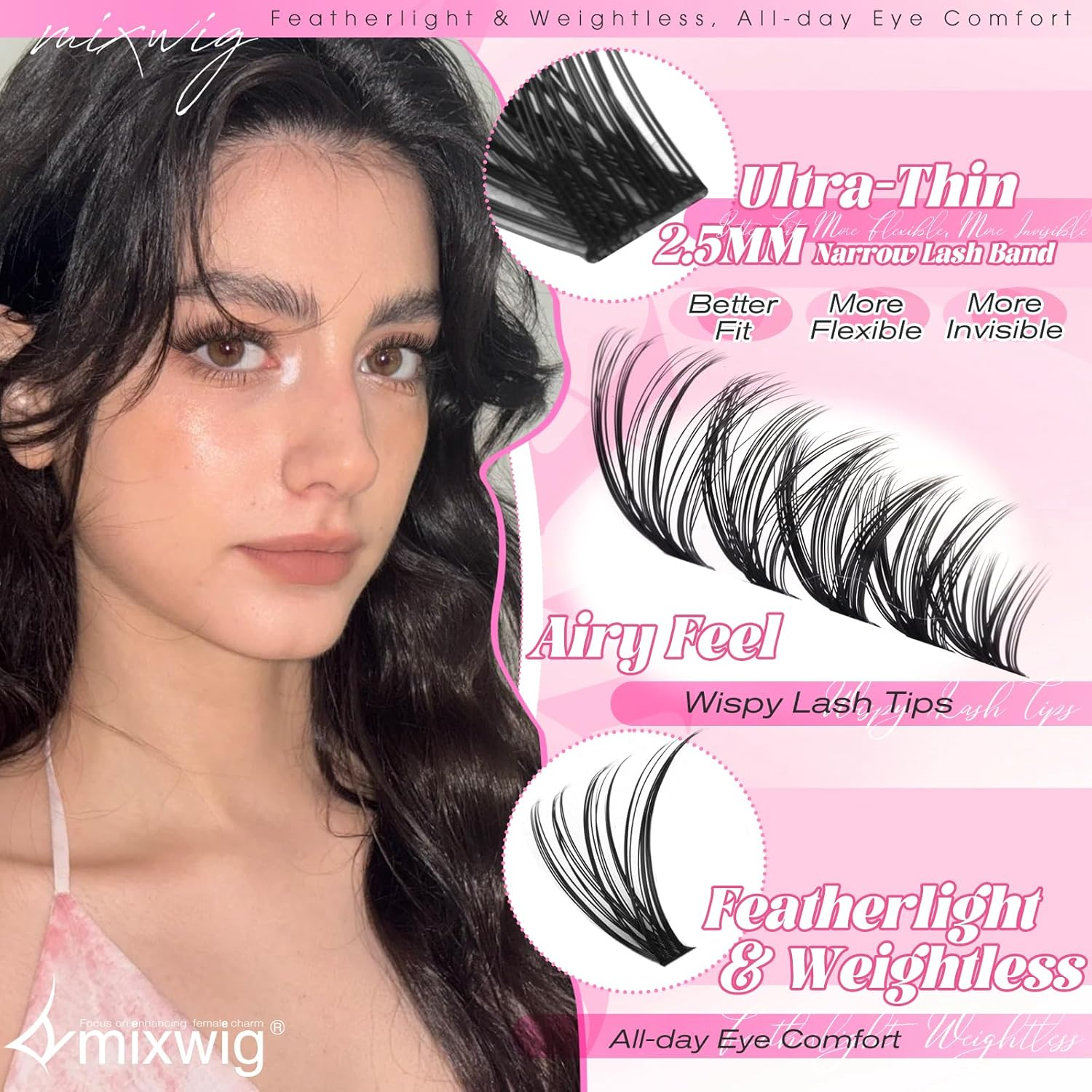 6 Box Lash Clusters Kit 30D+40D+50D Lash Extension Kit 1680PCS Eyelash Clusters with 2X Lash Bond and Seal Wispy Cluster Lashes Gift Packs Natural Lash Extensions 8-16MM Individual Lashes