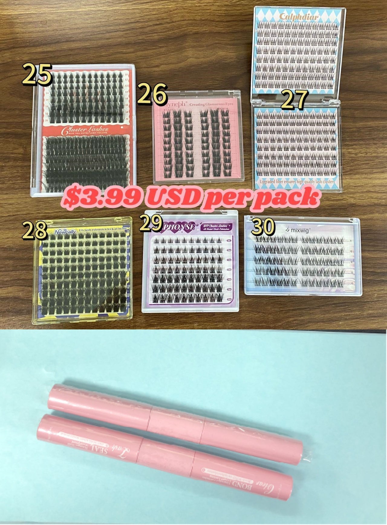 6 packs of lashes + 2 bond &amp; seal