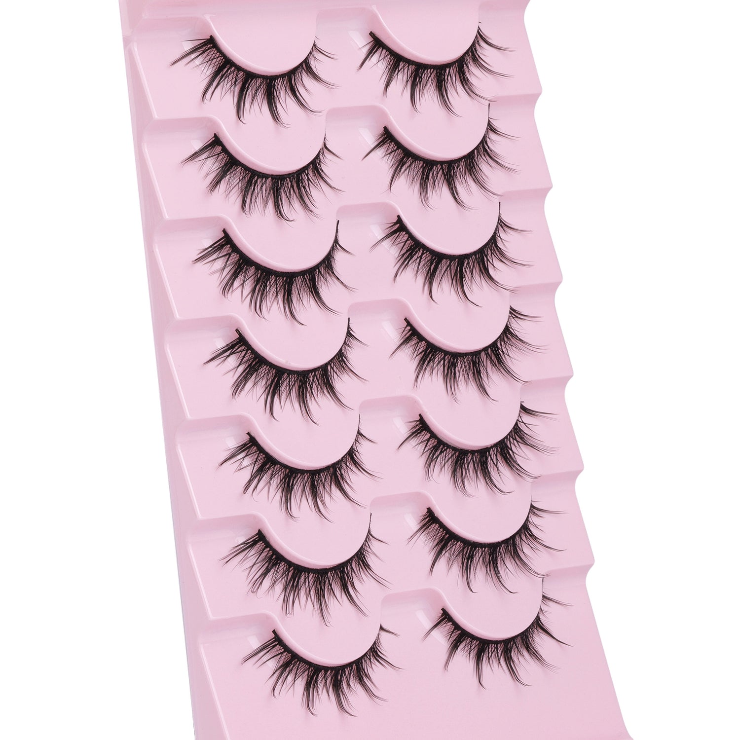 Manga Lashes Natural Look False Eyelashes Anime Lashes Mink Wispy Fluffy Spiky 3D Volume Eyelashes Pack Korean Japanese Asian Cosplay Fake Eyelashes Look Like Individual Cluster 7 Pairs