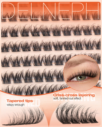Wispy Lash Clusters Natural Fluffy Eyelash Clusters C Curl Cluster Eyelash Extensions Short 10-16mm Individual Lashes Spider Breeze Lash Extensions by Delyneph"