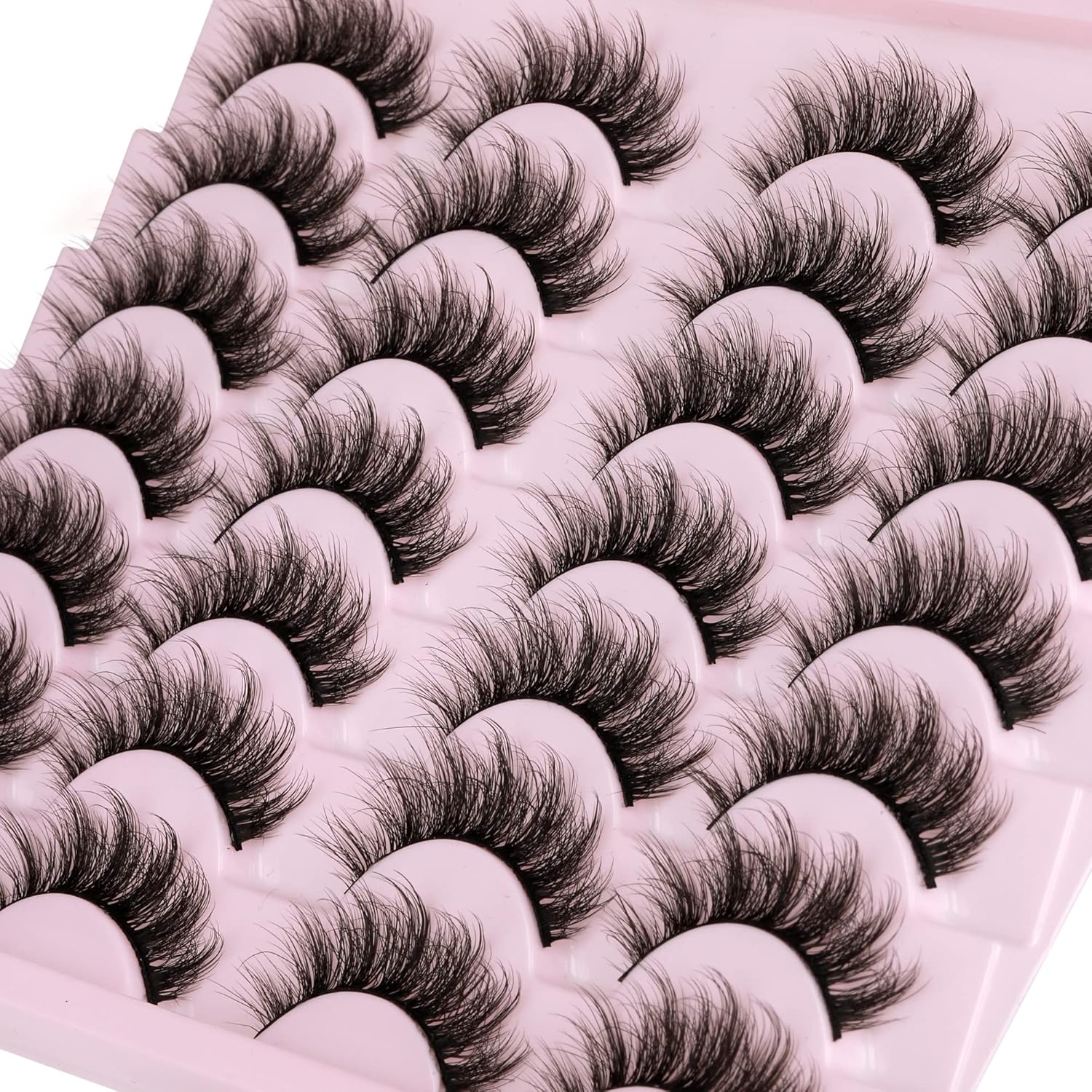 14 Pairs Wispy Mink Lashes False Eye Lashes Natural Look 5D Volume 16mm Fake Eyelashes Pack