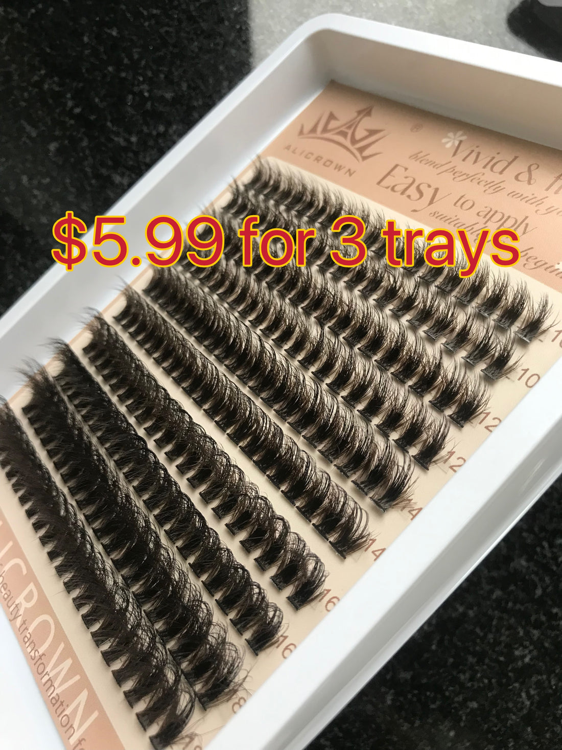 $5.99 for 3 trays lashes