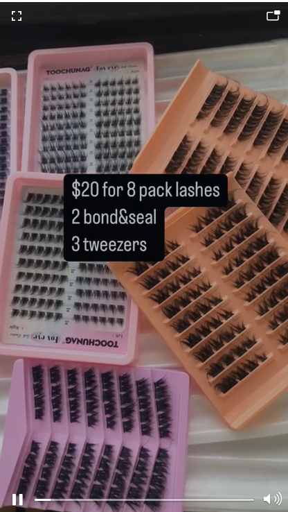 $20 for 2 bond&amp;seal+3 tweezers +8 trays lashes