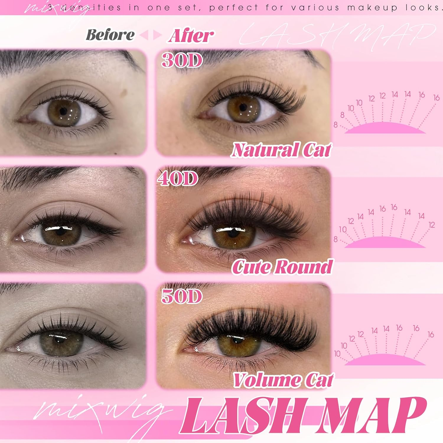 6 Box Lash Clusters Kit 30D+40D+50D Lash Extension Kit 1680PCS Eyelash Clusters with 2X Lash Bond and Seal Wispy Cluster Lashes Gift Packs Natural Lash Extensions 8-16MM Individual Lashes