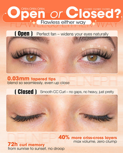 Wispy Lash Clusters Natural Fluffy Eyelash Clusters C Curl Cluster Eyelash Extensions Short 10-16mm Individual Lashes Spider Breeze Lash Extensions by Delyneph"