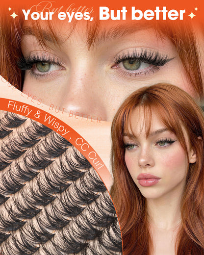 Wispy Lash Clusters Natural Fluffy Eyelash Clusters C Curl Cluster Eyelash Extensions Short 10-16mm Individual Lashes Spider Breeze Lash Extensions by Delyneph"